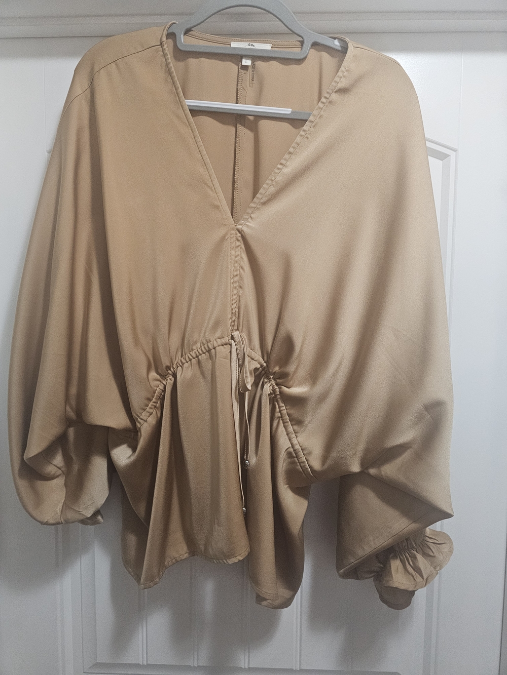 entro Draped V-Neck Drawstring Blouse - Gold